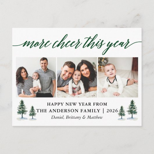 Calligrafie meer hier dit jaar 3 foto's briefkaart (Voorkant)