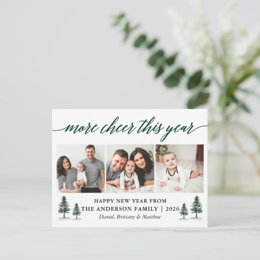 Calligrafie meer hier dit jaar 3 foto's briefkaart (Staand voorkant)