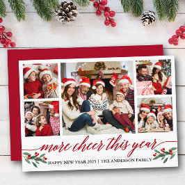 Calligrafie meer hier dit jaar Foto Rood Feestdagenkaart