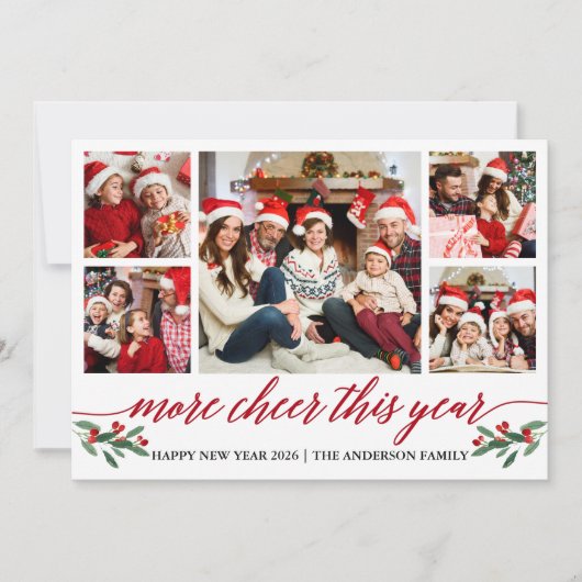 Calligrafie meer hier dit jaar Foto Rood Feestdagenkaart (Voorkant)