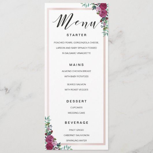 Calligrafie Menu waterverf florale lijst sjabloon (Voorkant)