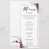 Calligrafie Menu waterverf florale lijst sjabloon (Voorkant / Achterkant)