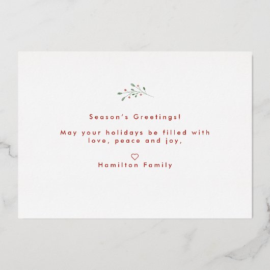 Calligrafie Merry kerry Cherry Twee Foto Folie Feestdagenkaart (Achterkant)