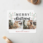 Calligrafie Merry kerry Cherry Twee Foto Notitiekaartje (Voorkant / Achterkant in situ)