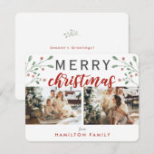 Calligrafie Merry kerry Cherry Twee Foto Notitiekaartje (Voorkant / Achterkant)