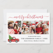 Calligrafie Merry KerstRed Truck 3 Feestdagenkaart (Voorkant)