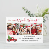 Calligrafie Merry KerstRed Truck 3 Feestdagenkaart (Staand voorkant)