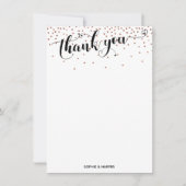 Calligrafie met harten en koperen Confetti Bedankkaart (Voorkant)
