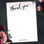 Calligrafie met harten en koperen Confetti Bedankkaart