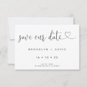 Calligrafie met harthuwelijk sparen de datumkaart kaart (Voorkant)