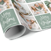 Calligrafie met Kerstmis 3 Fotopagina groen Cadeaupapier (Rol Hoek)