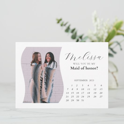 Calligrafie Minimale boogbridesmaïde Kaart (Staand voorkant)