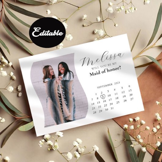 Calligrafie Minimale boogbridesmaïde Kaart