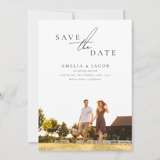 Calligrafie Minimale bruiloft sparen Datum Save The Date (Voorkant)