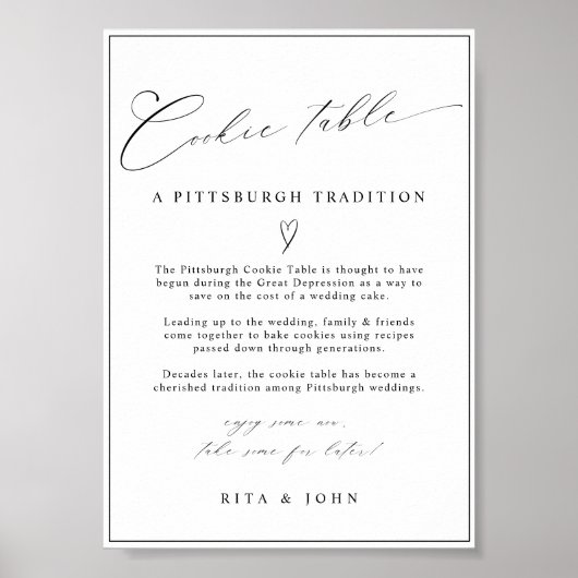 Calligrafie Minimalistische Cookie Tafel Trouw Huw Poster (Voorkant)