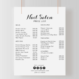 Calligrafie Minimalistische Nagelsalon Prijslijst