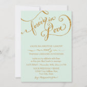Calligrafie Mint Script Forever Love Gold Glitter Kaart (Voorkant)