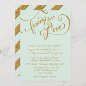 Calligrafie Mint Script Forever Love Gold Glitter Kaart (Voorkant / Achterkant)