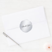 Calligrafie Modern Dank je Metallic Silver Ronde Sticker (Envelop)