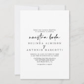 Calligrafie Modern Elegant Nuestra Boda Wedding Kaart (Voorkant)