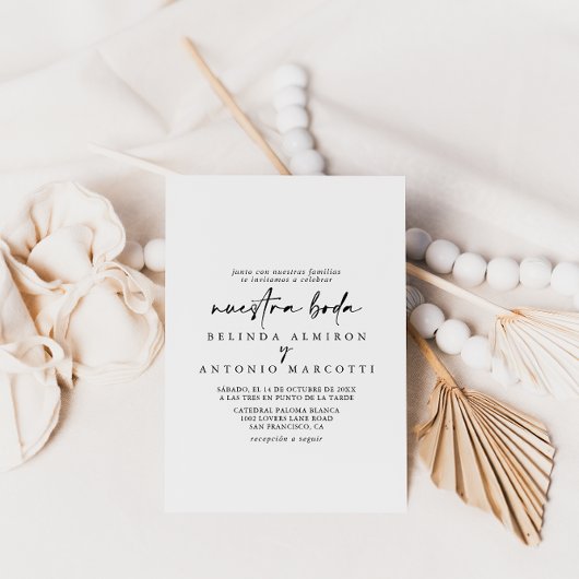 Calligrafie Modern Elegant Nuestra Boda Wedding Kaart