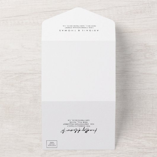 Calligrafie Modern Elegant Wedding All In One Uitnodiging (Buitenkant)