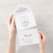 Calligrafie Modern Elegant Wedding All In One Uitnodiging (Afscheurbaar)