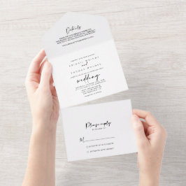 Calligrafie Modern Elegant Wedding All In One Uitnodiging