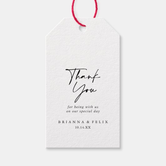 Calligrafie Modern Elegant Wedding Bedankt Cadeaulabel (Voorkant)