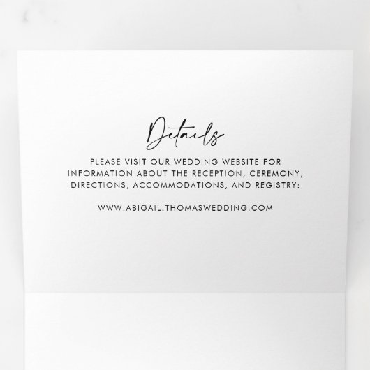 Calligrafie Modern Elegant Wedding Drieluik Uitnodiging (Binnenzijde eerst)