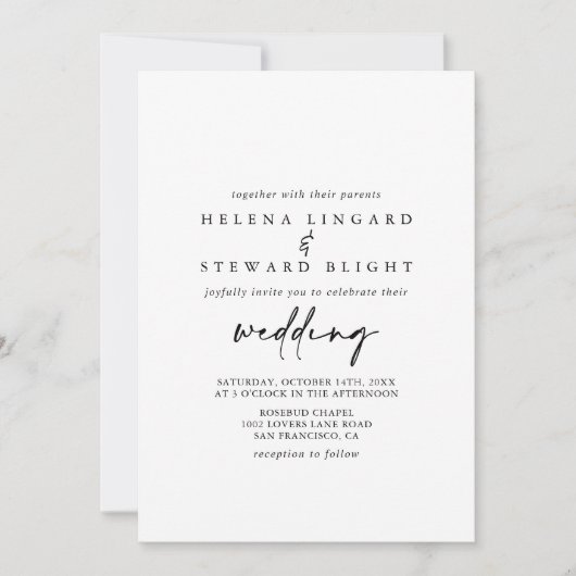 Calligrafie Modern Elegant Wedding Kaart (Voorkant)