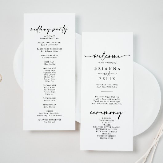 Calligrafie Modern Elegant Wedding Programmakaart