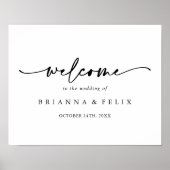 Calligrafie Modern Elegant Wedding Welkomstteken Poster (Voorkant)