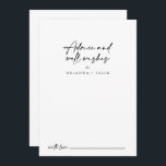 Calligrafie Modern Elegant Wedding Well Wishes Advieskaart<br><div class="desc">Deze kalligrafie van de moderne elegante bruiloft wenst een goede advieskaart voor een rustige bruiloft. Het eenvoudige en elegante ontwerp kenmerkt klassieke en fancy manuscripttypografie in zwart-wit. Deze kaarten zijn perfect voor een bruiloft, vrijgezellenfeest, baby shower, graduatiedag en nog veel meer. Pas de kaarten aan met de namen van de...</div>