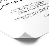 Calligrafie Modern legant Unplugged Ceremony Sign Poster (Hoek)