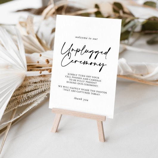 Calligrafie Modern legant Unplugged Ceremony Sign Poster