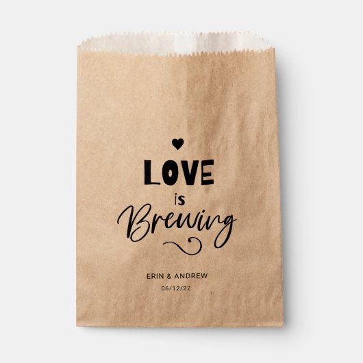 Calligrafie Modern Love is Brewing Wedding Bedankzakje (Voorkant)