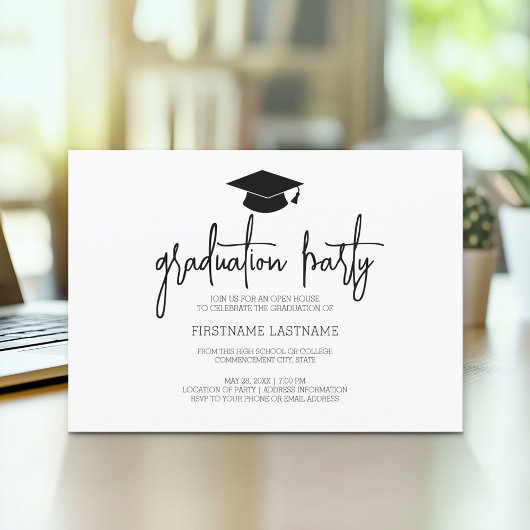 Calligrafie Modern Minimal Afstuderen Zwart Kaart