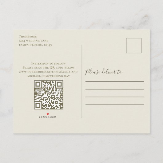 Calligrafie Modern Vellum Elegant Photo QR Code Aankondigingskaart (Achterkant)