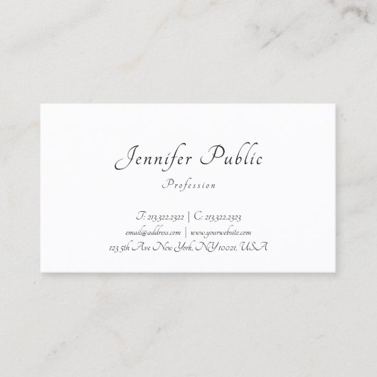 Calligrafie Moderne Elegant Minimalist Sjabloon Visitekaartje (Voorkant)