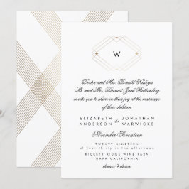 Calligrafie Mondern Monogram Gold Deco Wedding Kaart