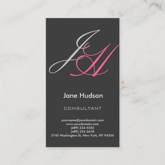 Calligrafie Monogram eenvoudig Visitekaartje (Voorkant)