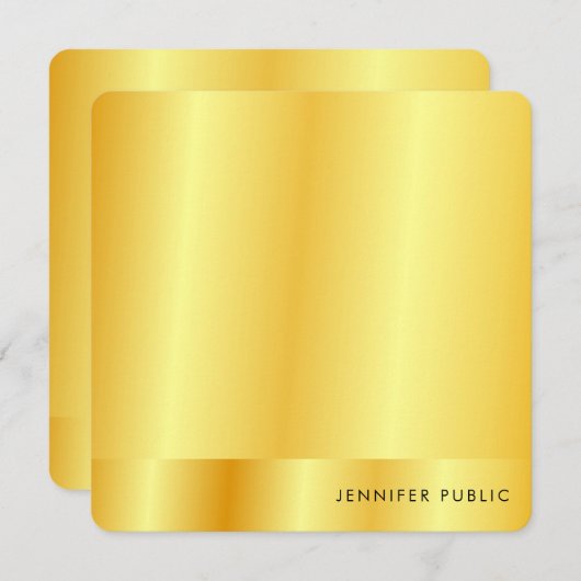 Calligrafie Monogram Faux Gold Metallic look Notitiekaartje (Voorkant / Achterkant)