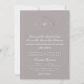 Calligrafie Monogram Gold Foil Grey Musk Weddensch Kaart (Voorkant)