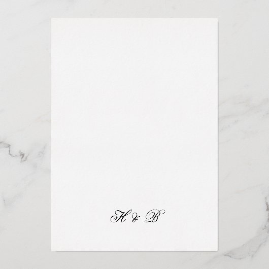 Calligrafie Monogram goud en witte officiële bruil Folie Uitnodiging (Achterkant)