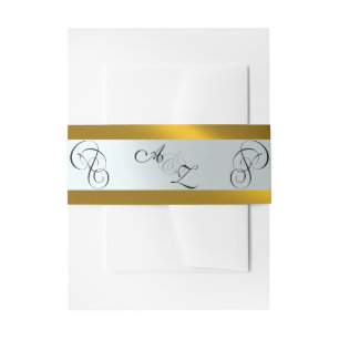 Calligrafie Monogram - Goud/Zilver Uitnodigingen Wikkel