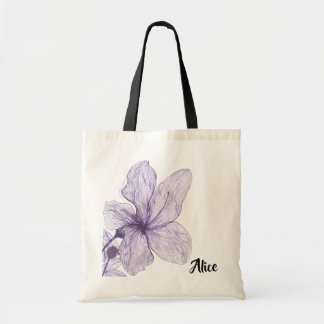 Calligrafie Monogram Hibiscus Flower Custom Bridal Tote Bag