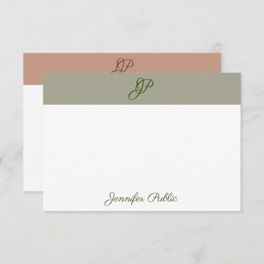 Calligrafie Monogram Naam Elegant Colors Sjabloon (Voorkant / Achterkant)