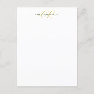 Calligrafie Monogram Naam Goud Zwart Wit Aangepast Briefkaart