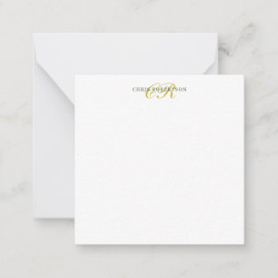 Calligrafie Monogram Naam Goud Zwart Wit Kleur Notitiekaartje